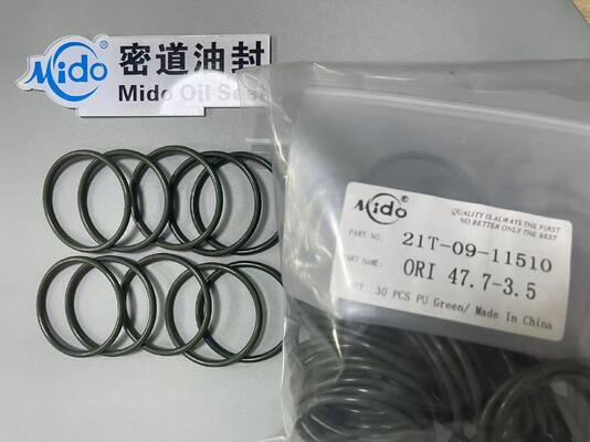 21T-09-11510 Bộ phớt máy xúc Komatsu | Thông số kích thước chính xác ORI 47.7-3.5 Vòng chữ O PU màu xanh lá cây